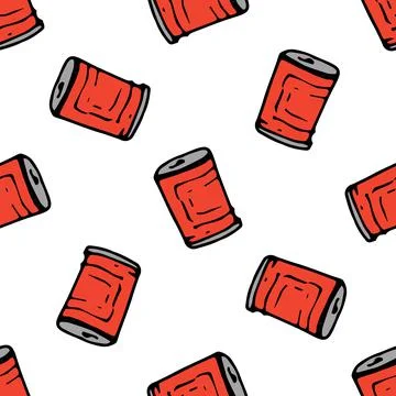 The iron can is a red pattern. a seamless pattern from a hand-drawn red iron Stock Illustration