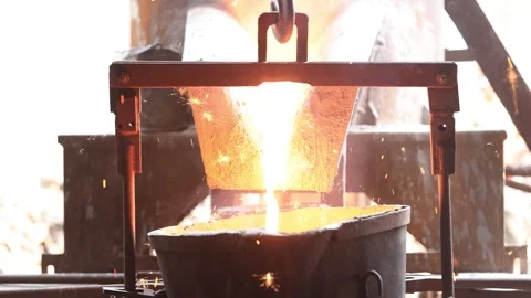 Iron casting foundry in which iron is being melted Stock Footage 248893391