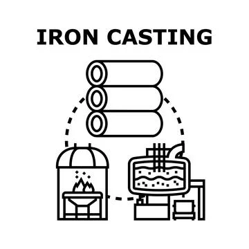 Iron casting manufacturing process industry concept Stock Illustration