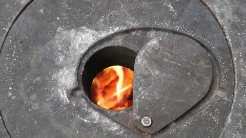 Iron casting old stove Stock Footage 74479986