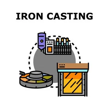 Iron casting process concept illustration producing metal parts Stock Illustration