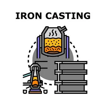 Iron casting process illustrating metal production and industry 스톡 일러스트
