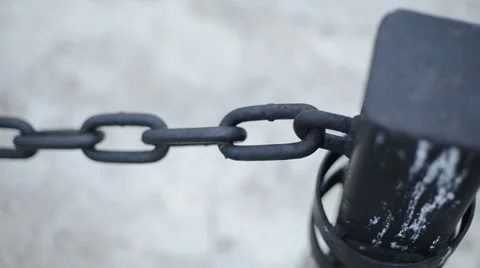 Iron chain hanging. Camera movement pan shot 1080p Stock Footage 62823003