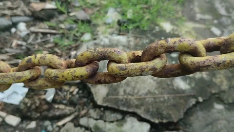 The iron chain rusts Stock Footage 306207438