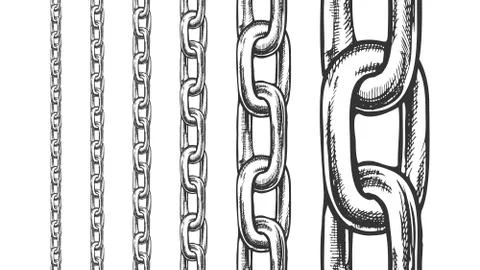 Iron Chain Seamless Pattern In Different Scale Vector Illustrazione stock
