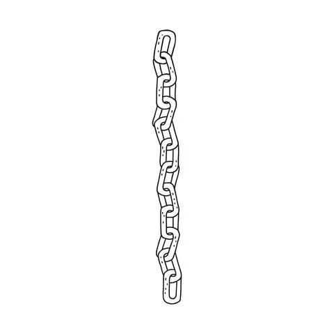 Iron chain. Vector black white doodle sketch isolated illustration. Stock Illustration