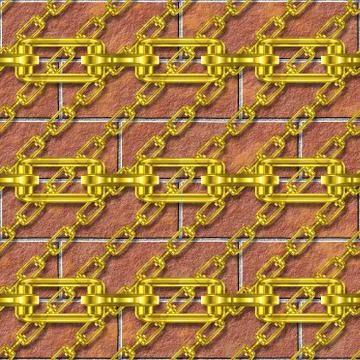 Iron chains with brick wall seamless texture Stock Illustration