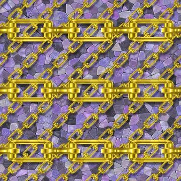 Iron chains with mosaic seamless texture Stock Illustration