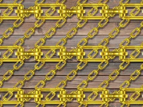 Iron chains with wood texture Stock Illustration