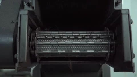 Iron Chips Falling from a Lathe During Part Processing Stock Footage 294266636