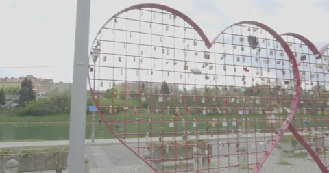 Iron construction of heart with locks Stock Footage 145817950