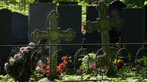 Iron crosses on graves Stock Footage 108340335