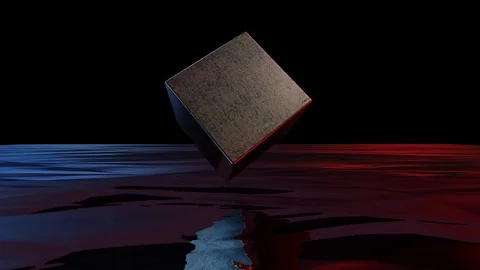 The iron cube rotates in colored rays of light Stock-Footage 113463233