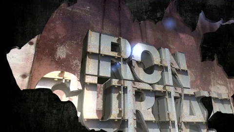Iron Curtain goes down. 3D text: Iron Curtain Stock Footage 236555864