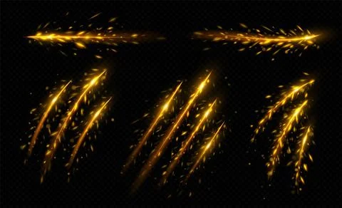 Iron cut effect with fire sparks and light lines Stock Illustration