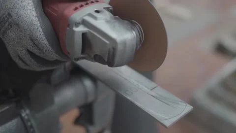 Iron cutting worker Stock Footage 197378075