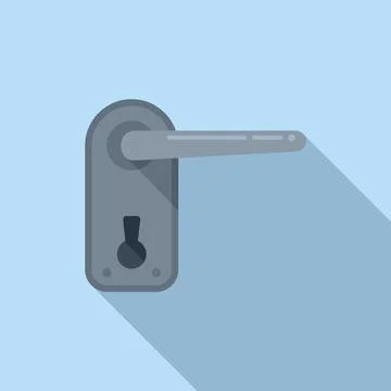 Iron door handle icon flat vector. Key latch Stock Illustration