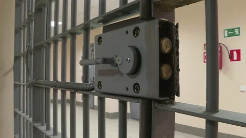 The iron door in prison. Stock Footage