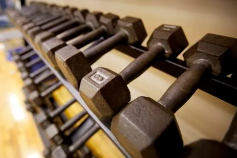 Iron dumbbells Stock Photos