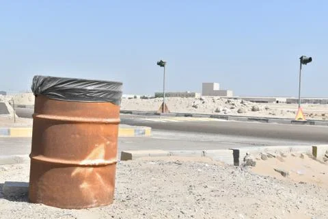 Iron dust bin container in the work site. Stock Photos