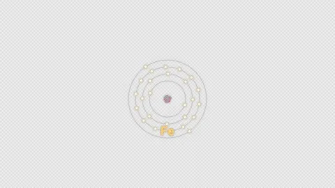 Iron Fe Bohr Atom Model Clean No Text Animation Video Overlay Alpha 4K Vidéo 339370851