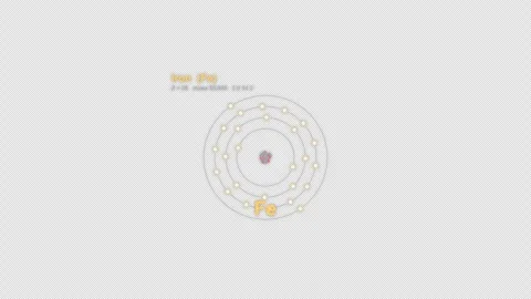 Iron Fe Bohr Atom Model Labeled Animation Video Overlay Alpha 4K 库存影片 339370857