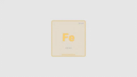 Iron Fe Periodic Table Element Tile Labeled Animation Video Overlay Alpha 4K Vidéo 339370822