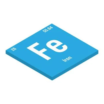 Iron, Fe, periodic table element Stock Illustration
