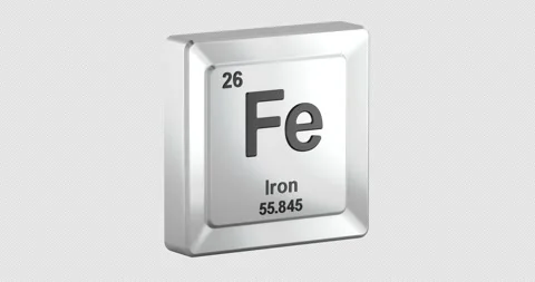 Iron Fe periodic table tile rotation animation seamlessly loopable. 3D rend.. Stock Footage 337727689