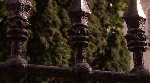 Iron fence posts Stock Footage 53338560