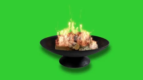 Iron fire pit green screen Stock Footage 153033199