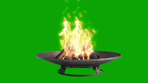 Iron fire pit green screen Stock Footage 266203766