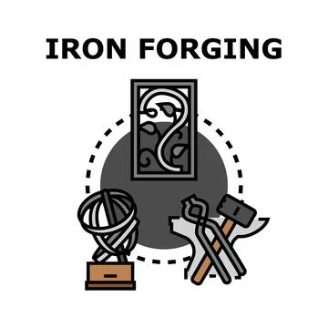 Iron forging craftsmanship creating metal art and tools Stock Illustration