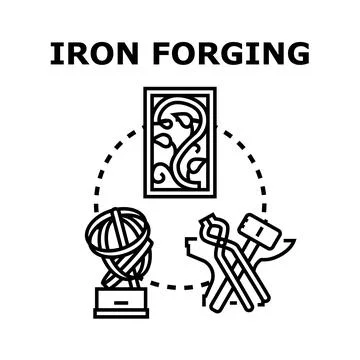 Iron forging craftsmanship creating metal art and tools Stock Illustration