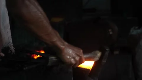 Iron forging in slow motion video Stock Footage 266920653