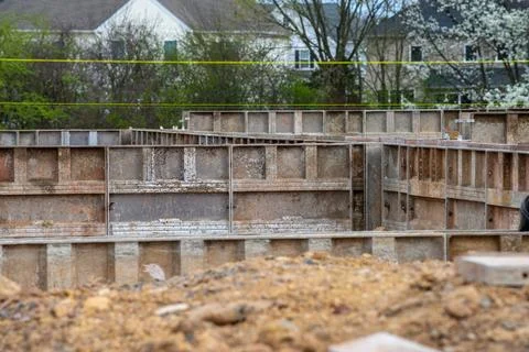 Iron formwork for foundation Stock Photos