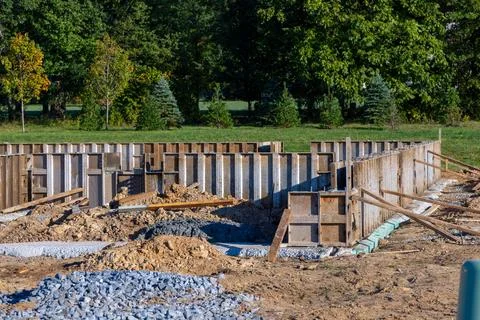 Iron formwork for foundation Stock Photos