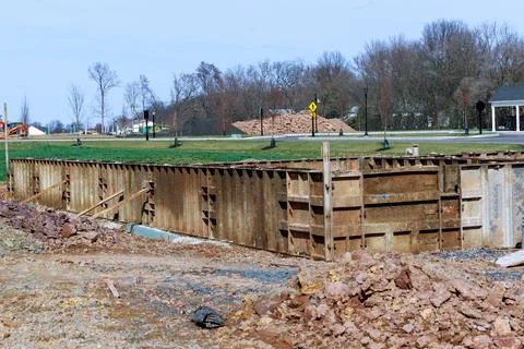 Iron formwork for foundation Stock Photos