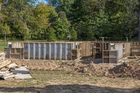 Iron formwork for a new foundation Stock Photos