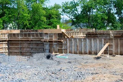 Iron formwork for a new foundation Stock Photos