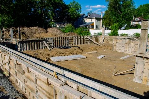 Iron formwork for a new foundation Stock Photos