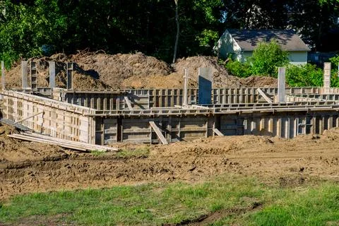 Iron formwork for a new foundation Stock Photos