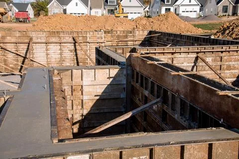 Iron formwork for a new foundation Stock Photos
