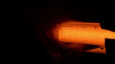 Iron foundry. Continuous casting machine. Production of steel billets. Stock Footage 269333147
