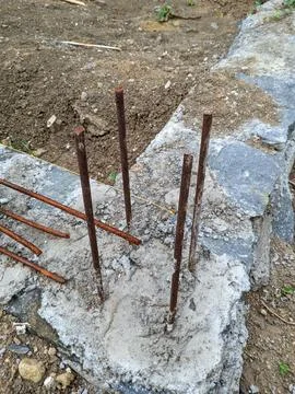 Iron frame as the backbone in the construction casting of a building Stock Photos