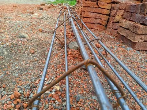 Iron frame as the backbone in the construction casting of a building Stock Photos