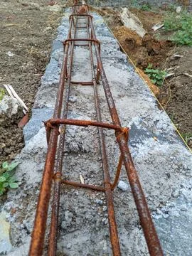 Iron frame as the backbone in the construction casting of a building Stock Photos