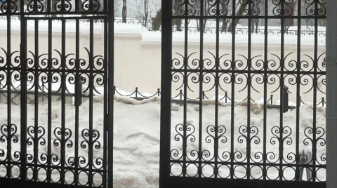 The iron gates, movement, Belarus, Minsk, the old town Stock Footage 59665947