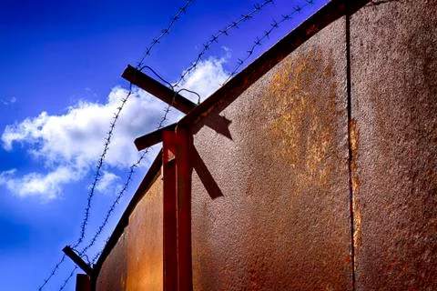 Iron gates in prison Stock Photos