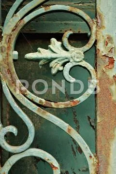 Iron Grill Ornamental Flourish Detail Background Stock Photos